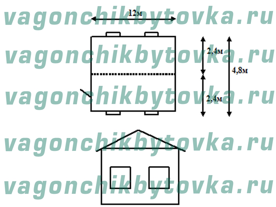 Дача модульная с фундаментом из вагончиков 12м